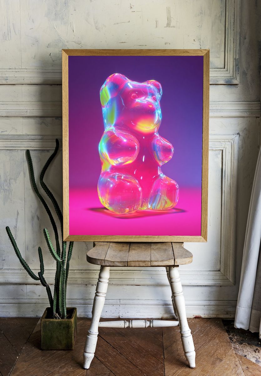 Colorful Gummy Bear — Digital Art Print. — room view 1