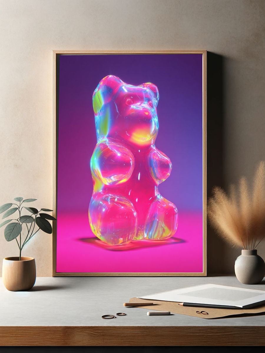 Colorful Gummy Bear — Digital Art Print. — room view 2