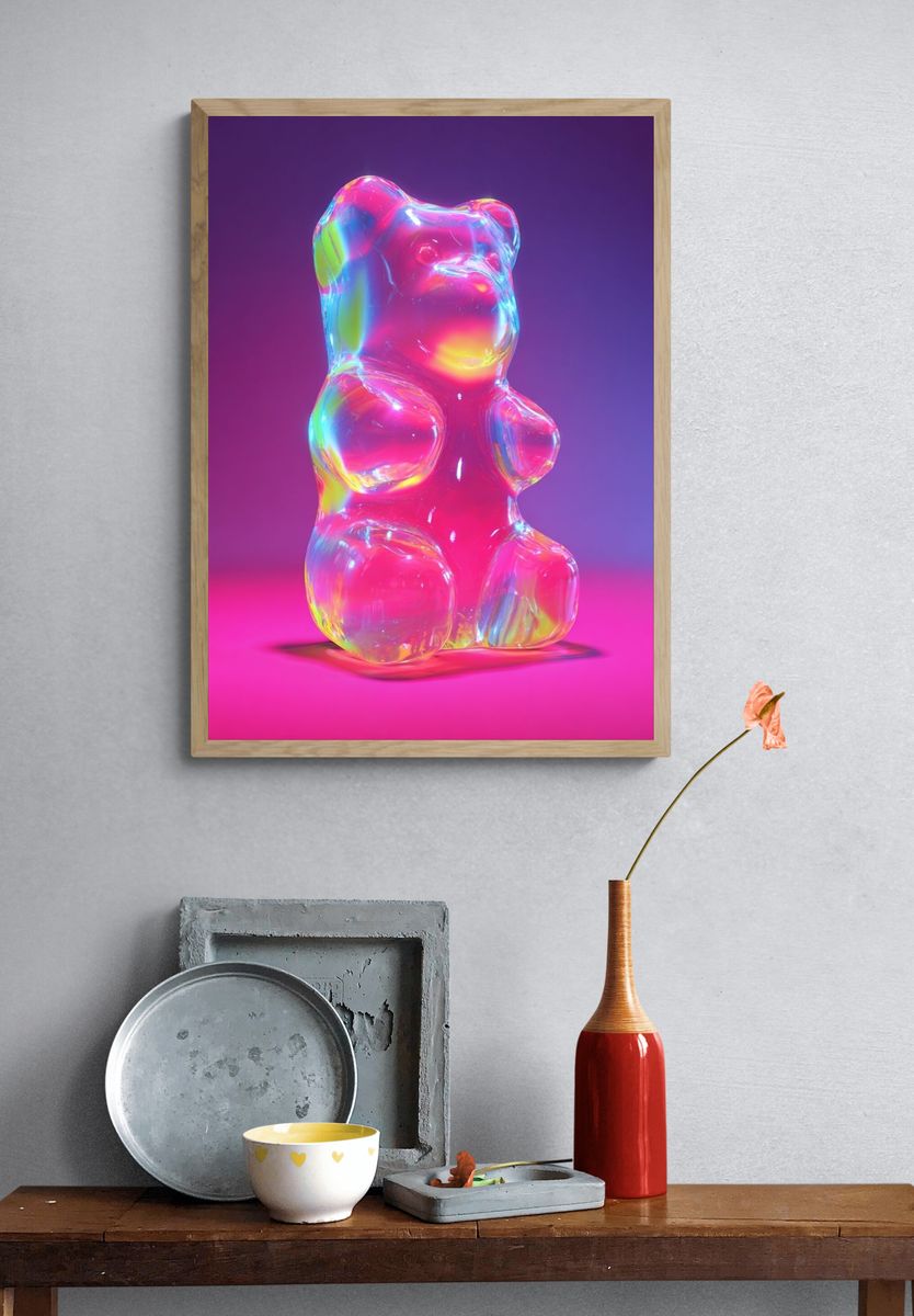 Colorful Gummy Bear — Digital Art Print. — room view 3