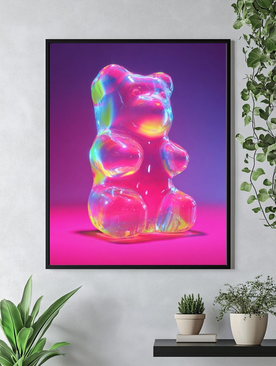 Colorful Gummy Bear — Digital Art Print. — room view 4
