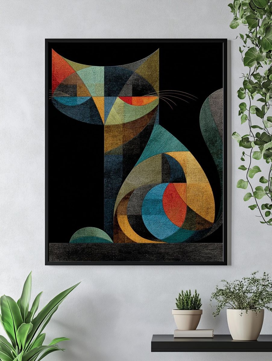 Geometric Cat Abstract Poster. — room view 4