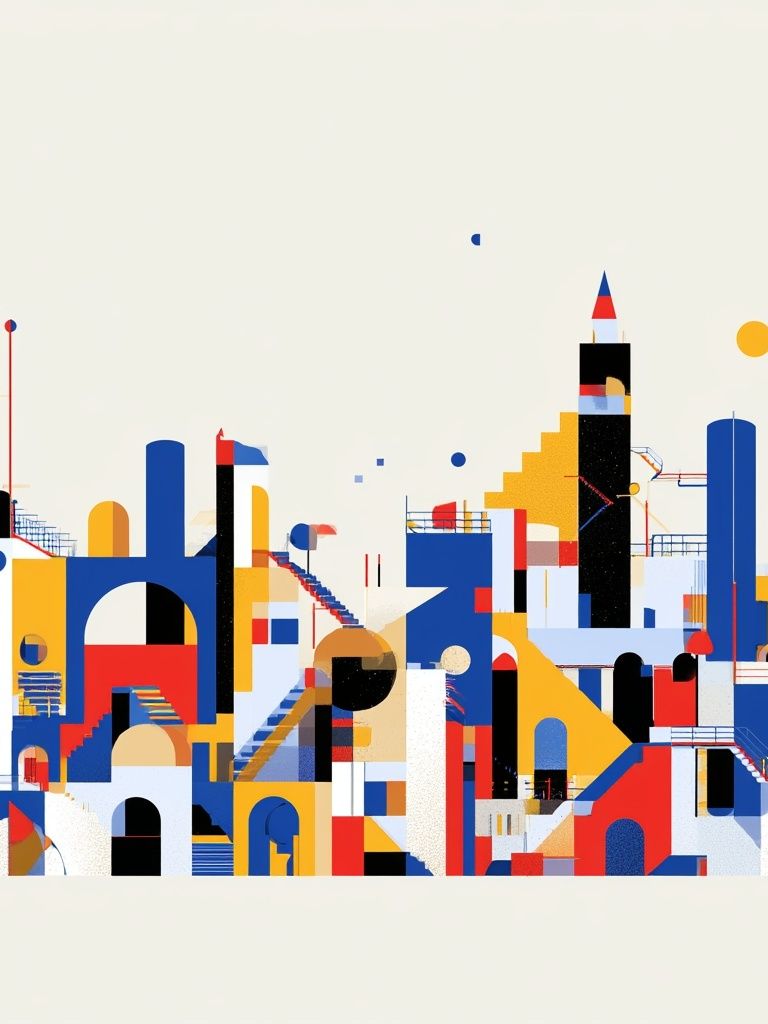 Geometric Cityscape Abstract Poster. poster detail