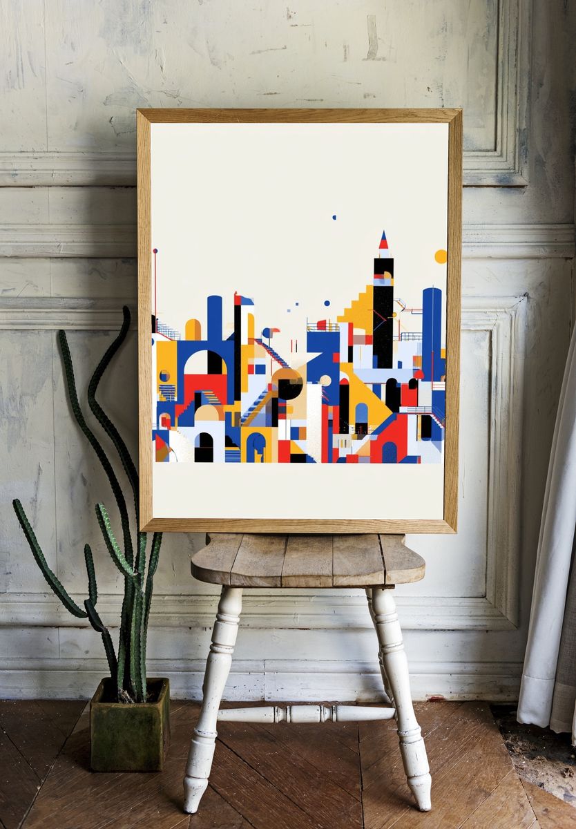 Geometric Cityscape Abstract Poster. room preview