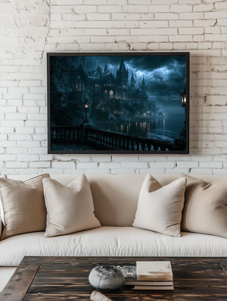 Gothic Castle by the Sea Poster. room preview