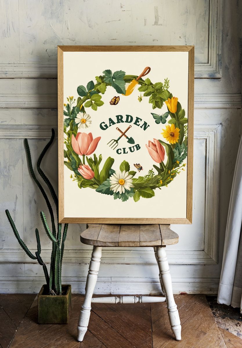 Garden Club Illustration Poster. — room view 1