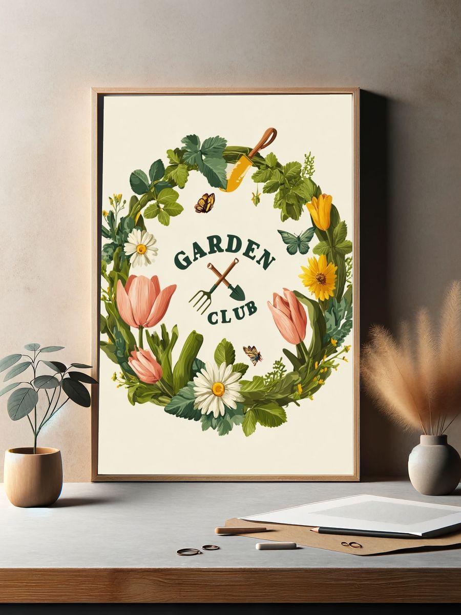 Garden Club Illustration Poster. — room view 2