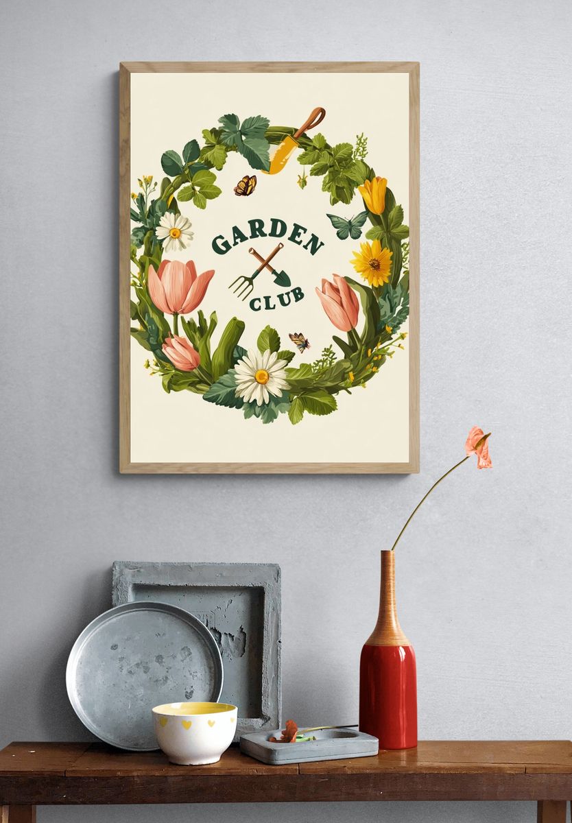 Garden Club Illustration Poster. — room view 3