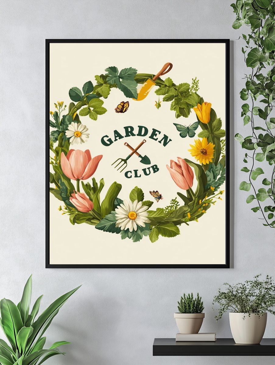 Garden Club Illustration Poster. — room view 4