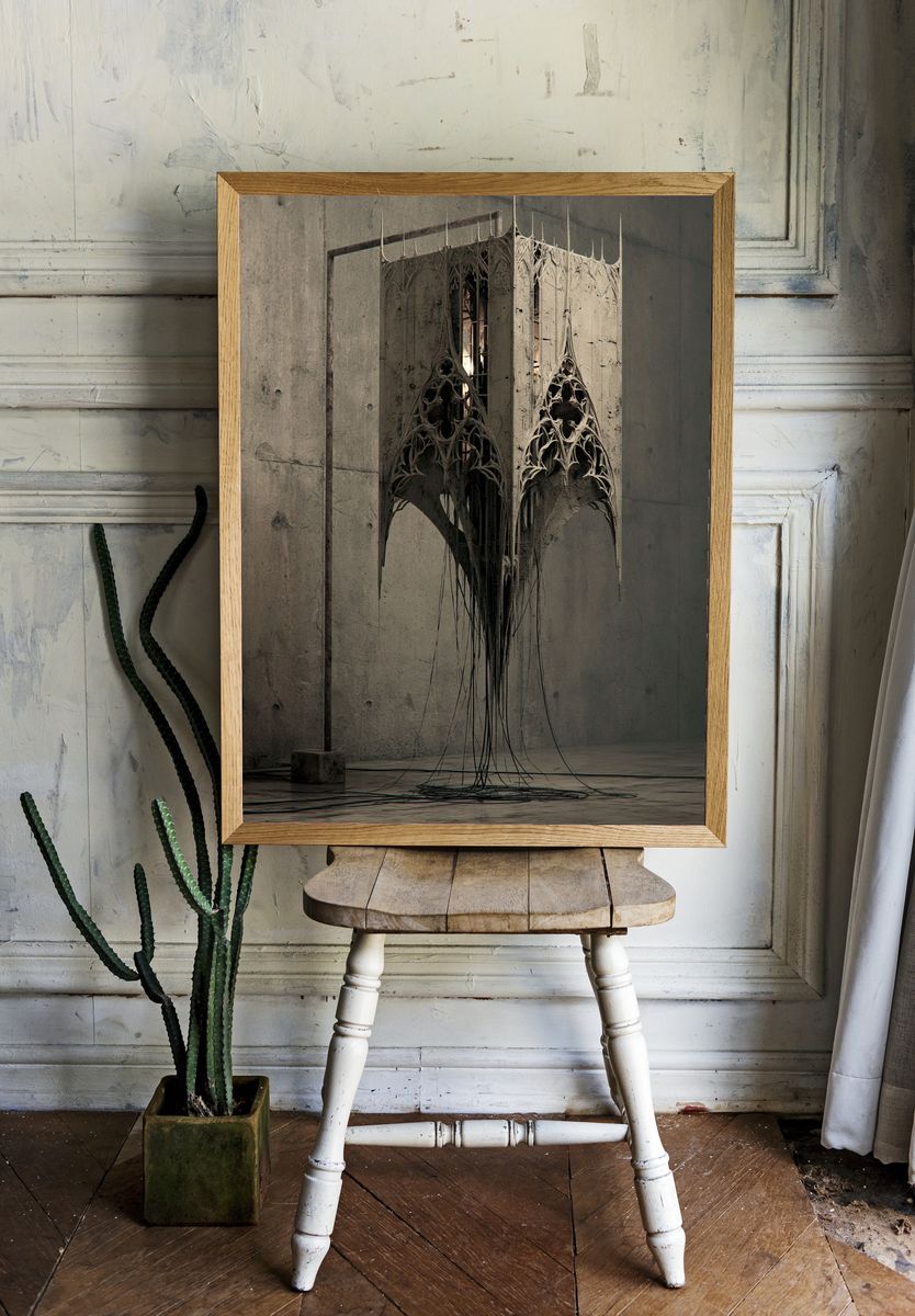 Gothic Concrete Sculpture Print. room preview