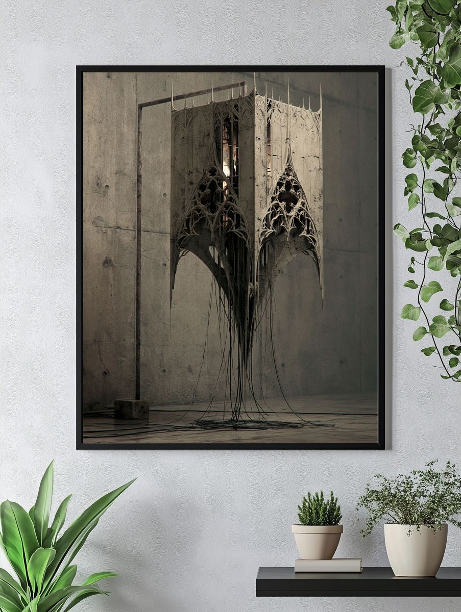 Gothic Concrete Sculpture Print. — room view 4