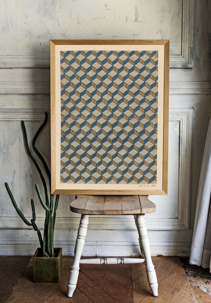 Geometric Cube Pattern Poster. — room view 1