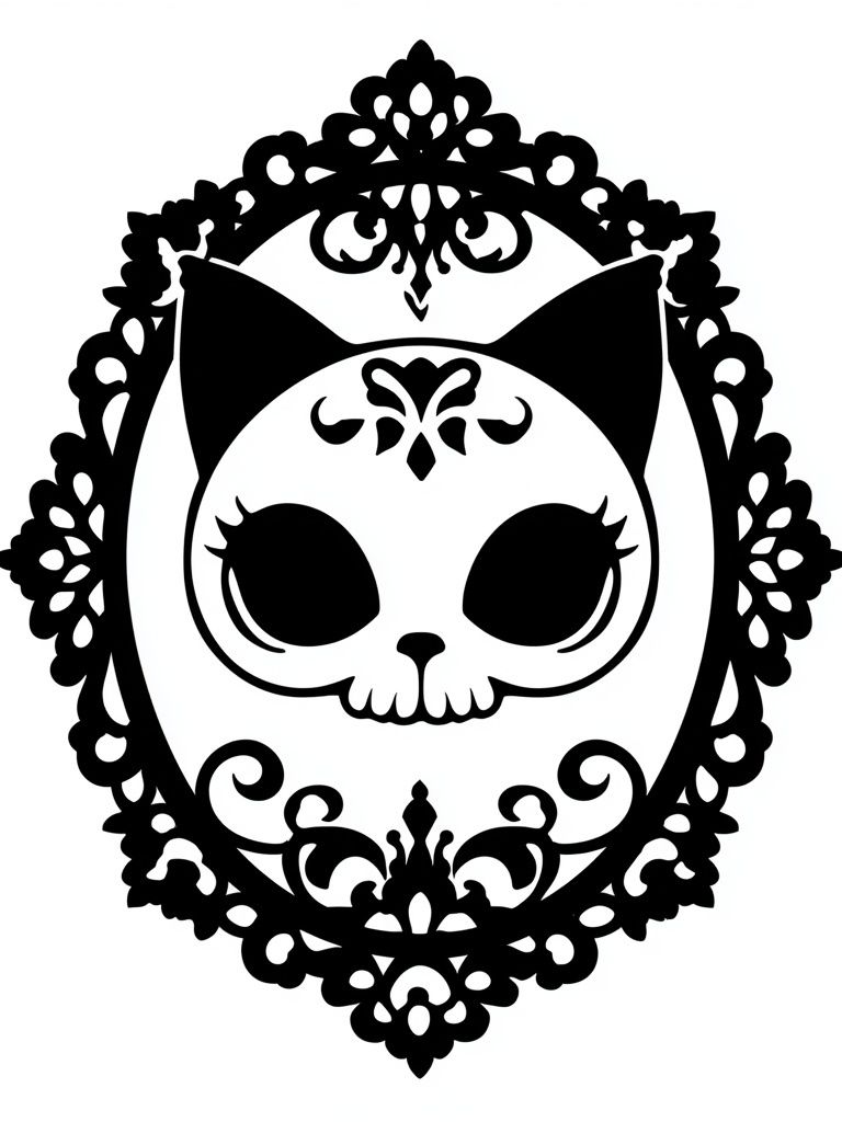 Gothic Cat Skull Typography Print. poster detail