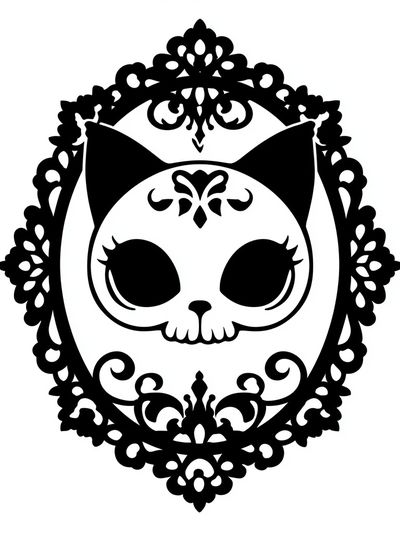 Gothic Cat Skull Typography Print. poster
