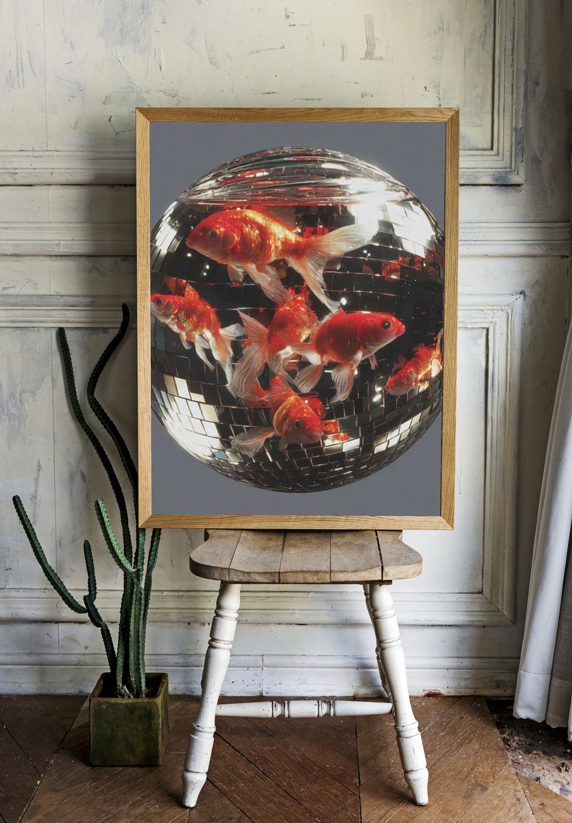 Goldfish Disco Ball Poster. — room view 1