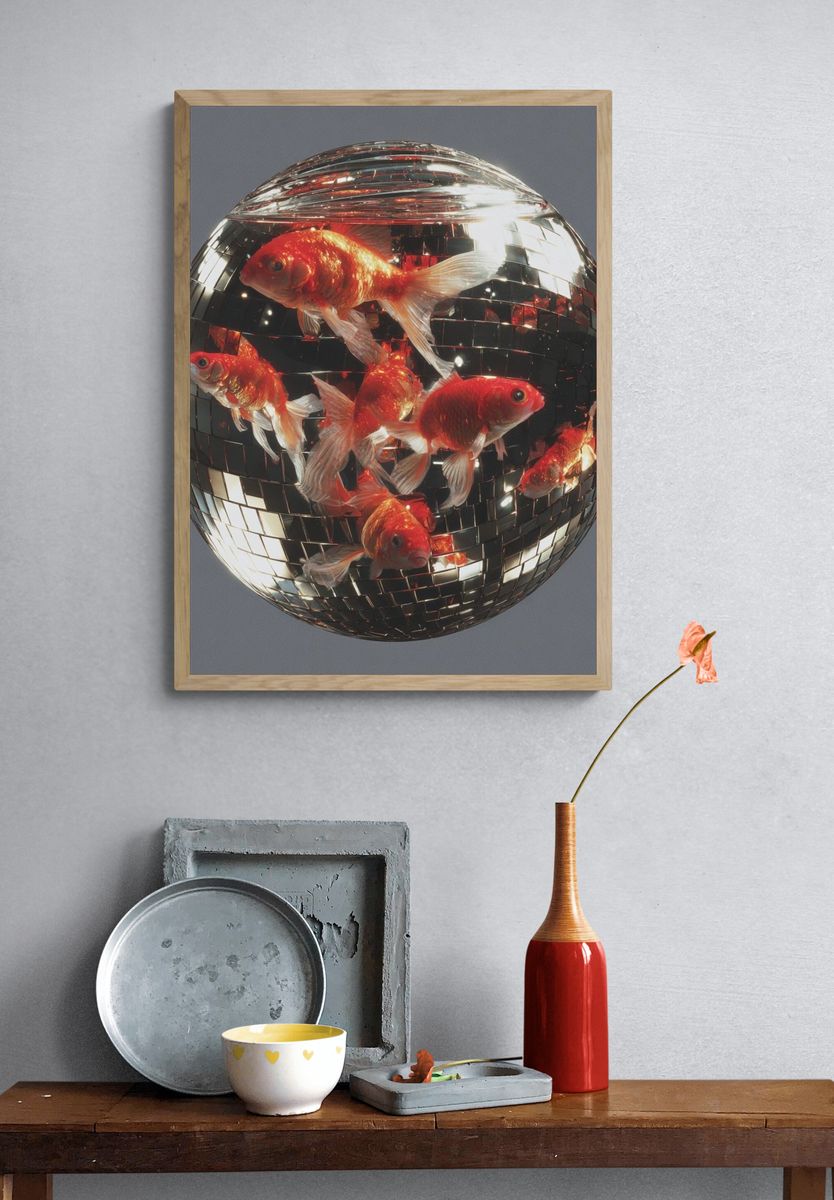 Goldfish Disco Ball Poster. — room view 3