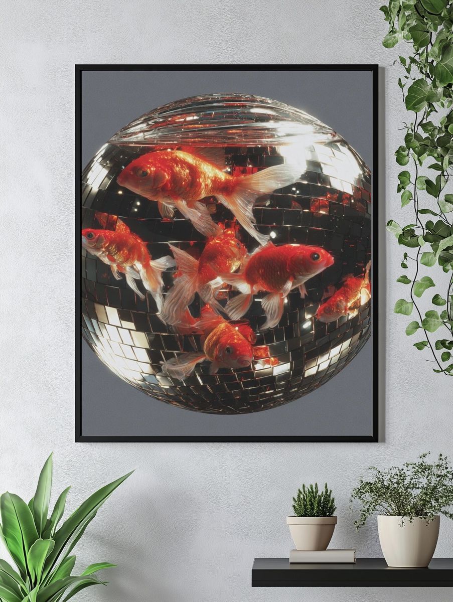 Goldfish Disco Ball Poster. — room view 4