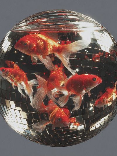 Goldfish Disco Ball Poster. poster print