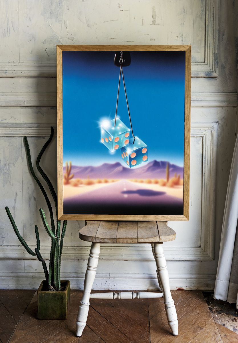 Glowing Dice — Retro Art Print room preview