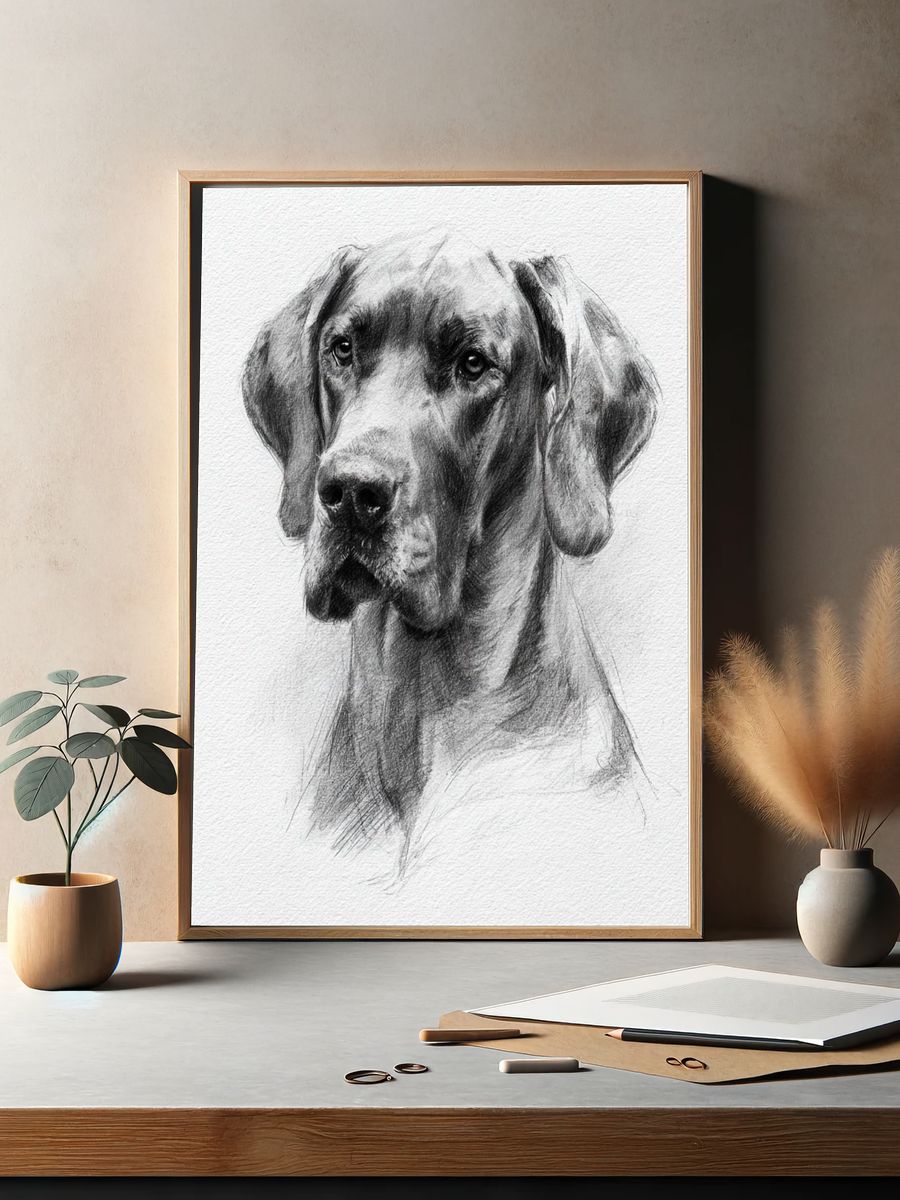 Great Dane Sketch Poster. — room view 2