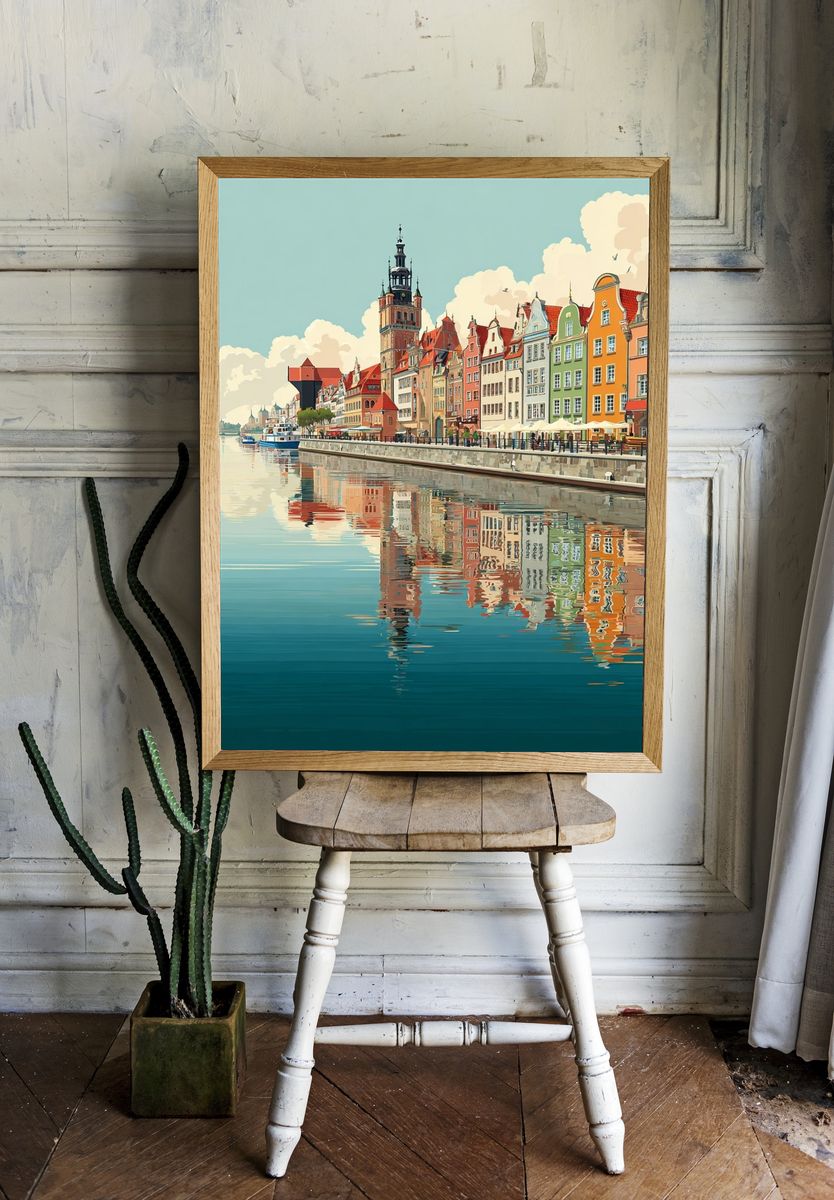 Gdansk Waterfront — Vintage Print. room preview