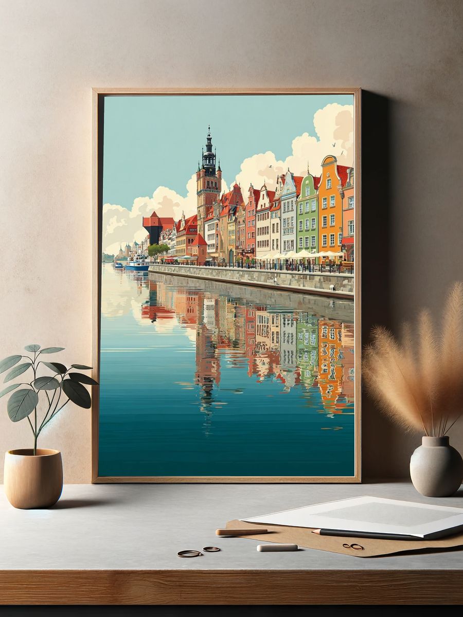Gdansk Waterfront — Vintage Print. — room view 2