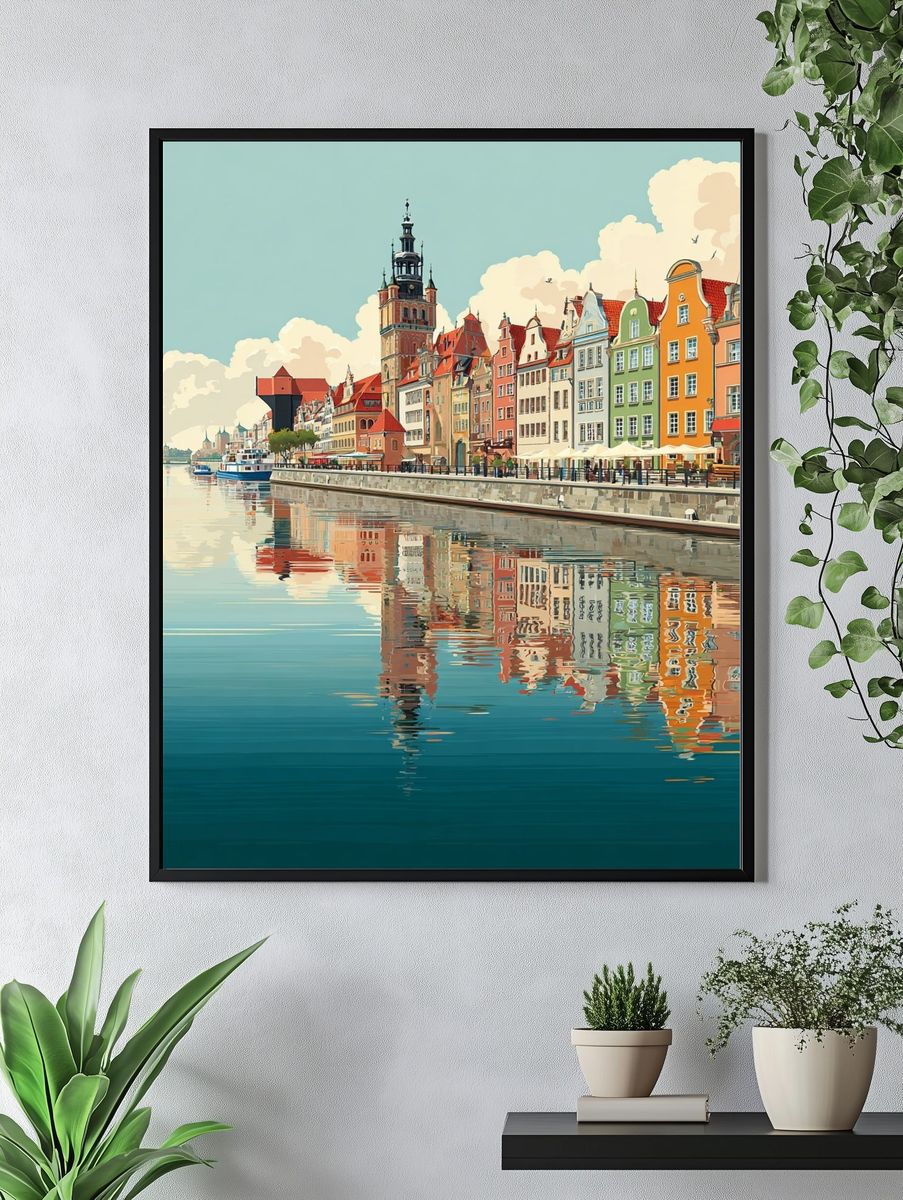Gdansk Waterfront — Vintage Print. — room view 4