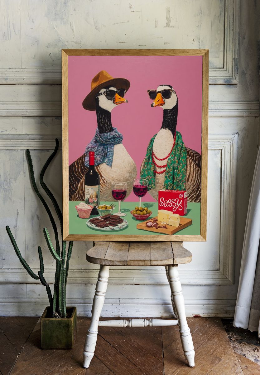 Sassy Geese Pop Art Poster. — room view 1