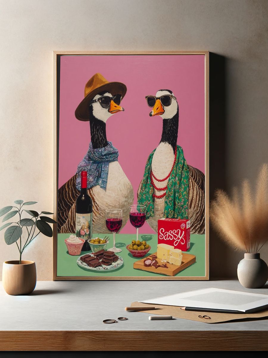 Sassy Geese Pop Art Poster. — room view 2