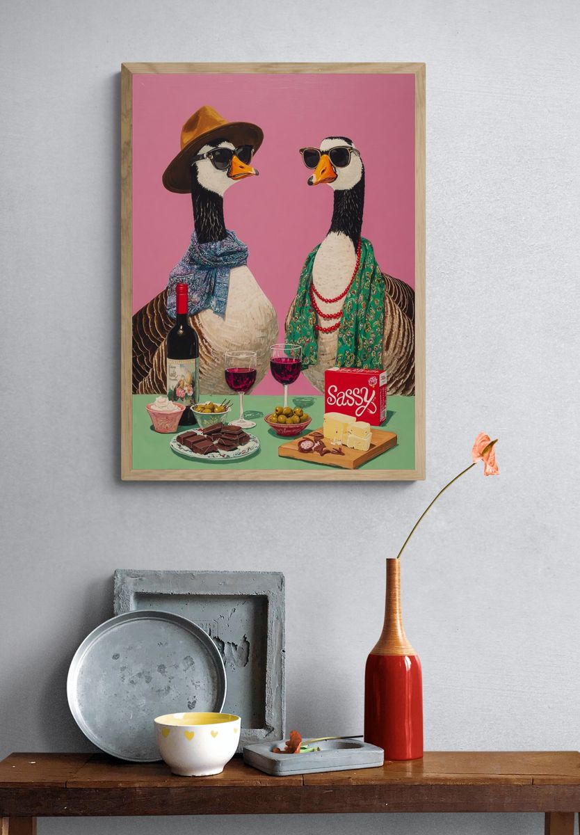 Sassy Geese Pop Art Poster. — room view 3