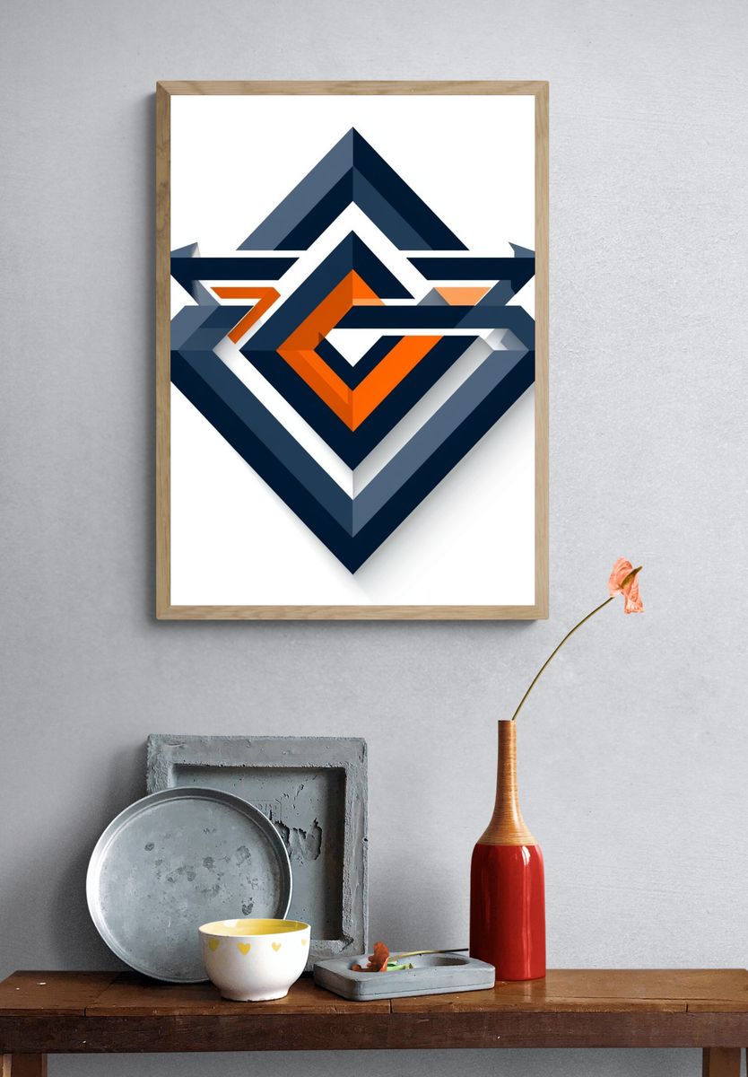 Geometric Arrow Abstract Poster. — room view 3