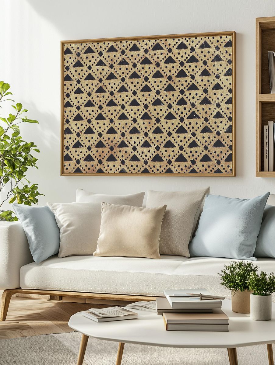 Vintage triangle pattern background. Remixed. — room view 2