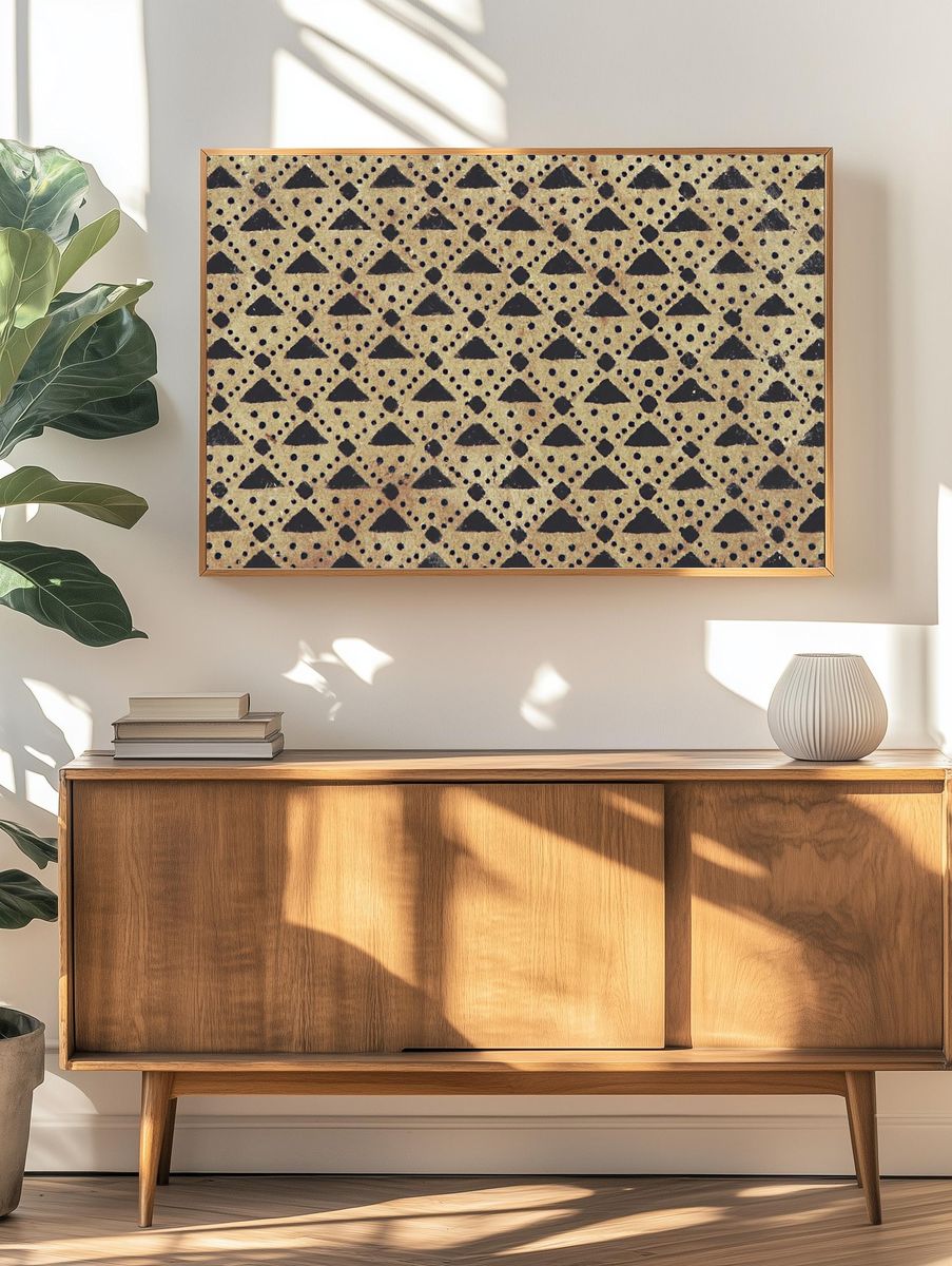 Vintage triangle pattern background. Remixed. — room view 3