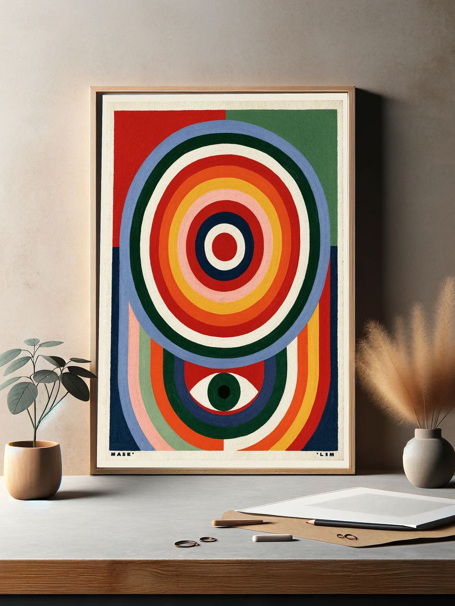 Geometric Eye Rainbow Poster. — room view 2