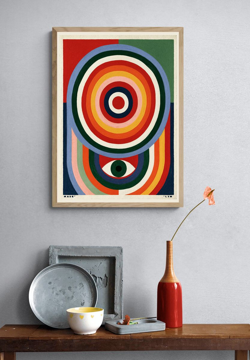 Geometric Eye Rainbow Poster. — room view 3
