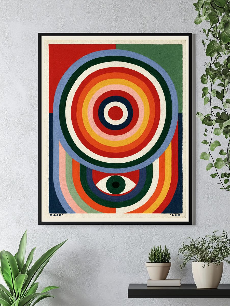 Geometric Eye Rainbow Poster. — room view 4