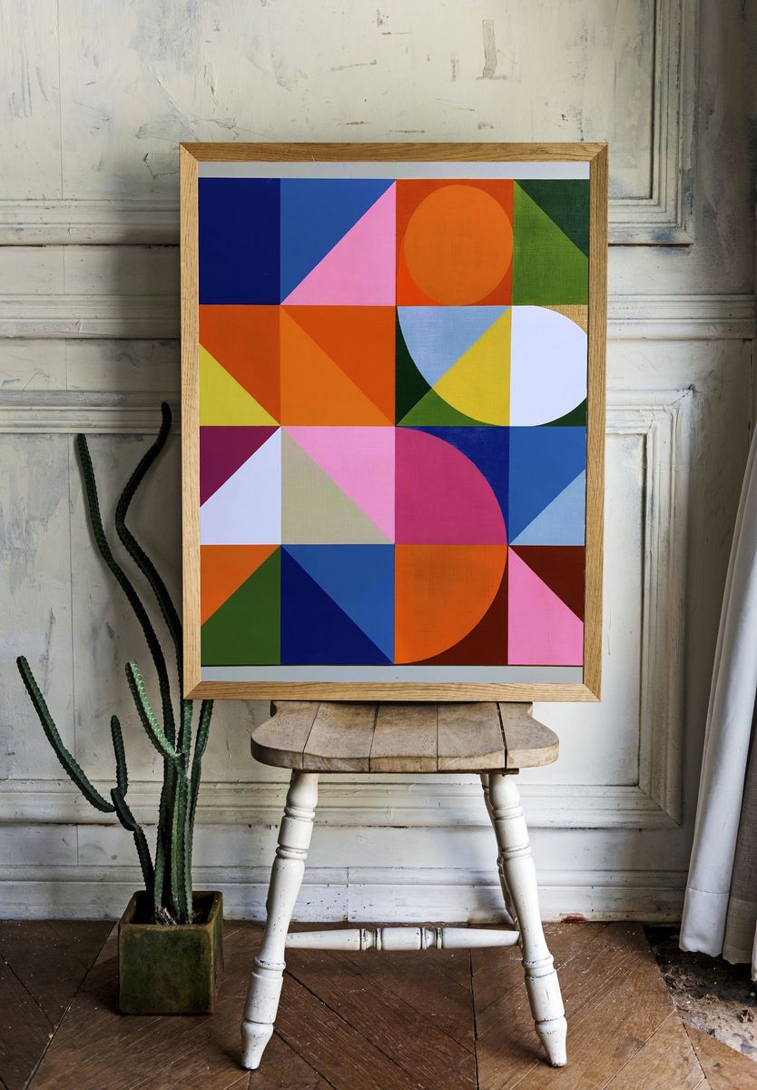 Geometric Color Blocks Abstract Poster. room preview