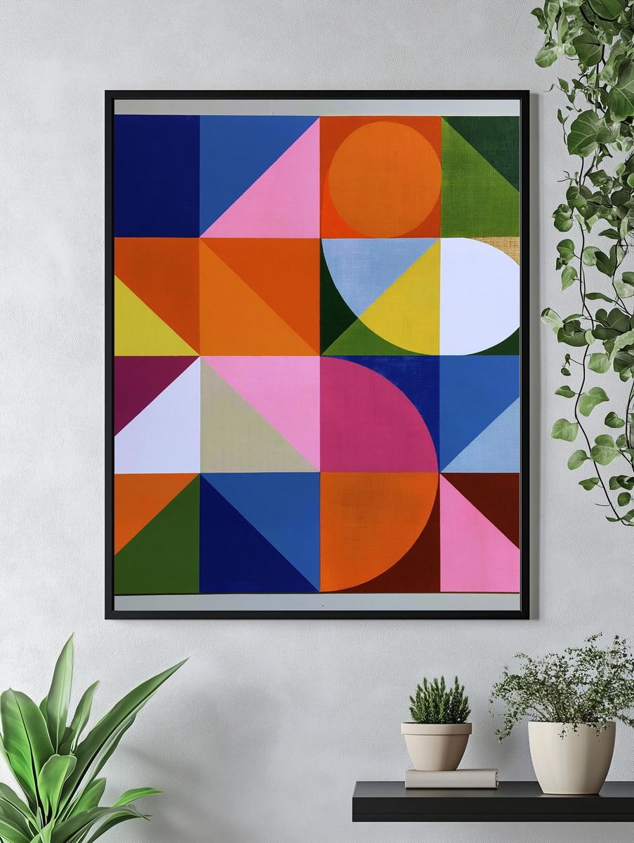 Geometric Color Blocks Abstract Poster. — room view 4