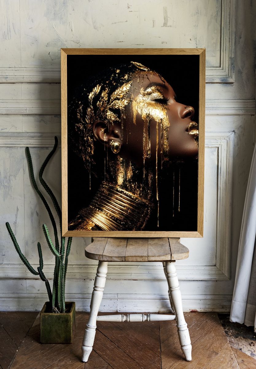Golden Elegance Portrait Poster. — room view 1