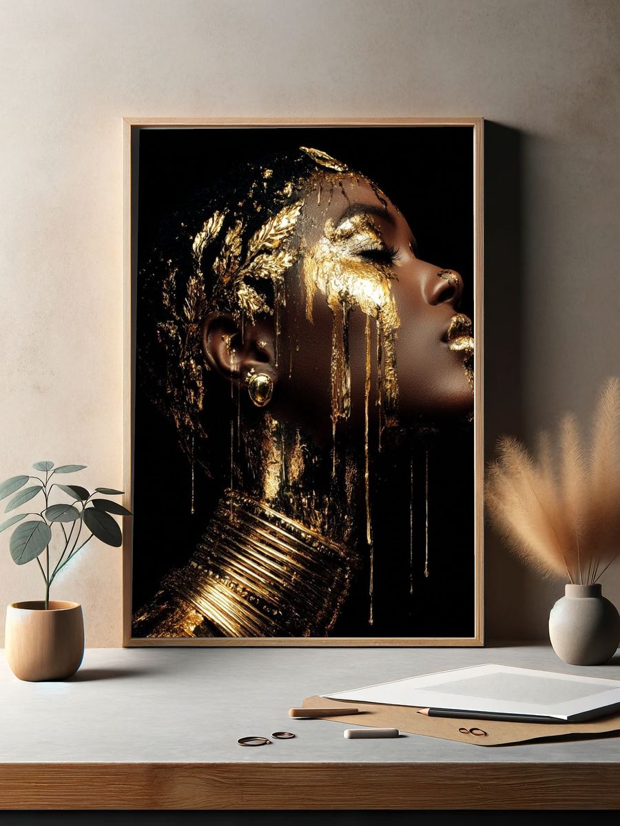 Golden Elegance Portrait Poster. — room view 2