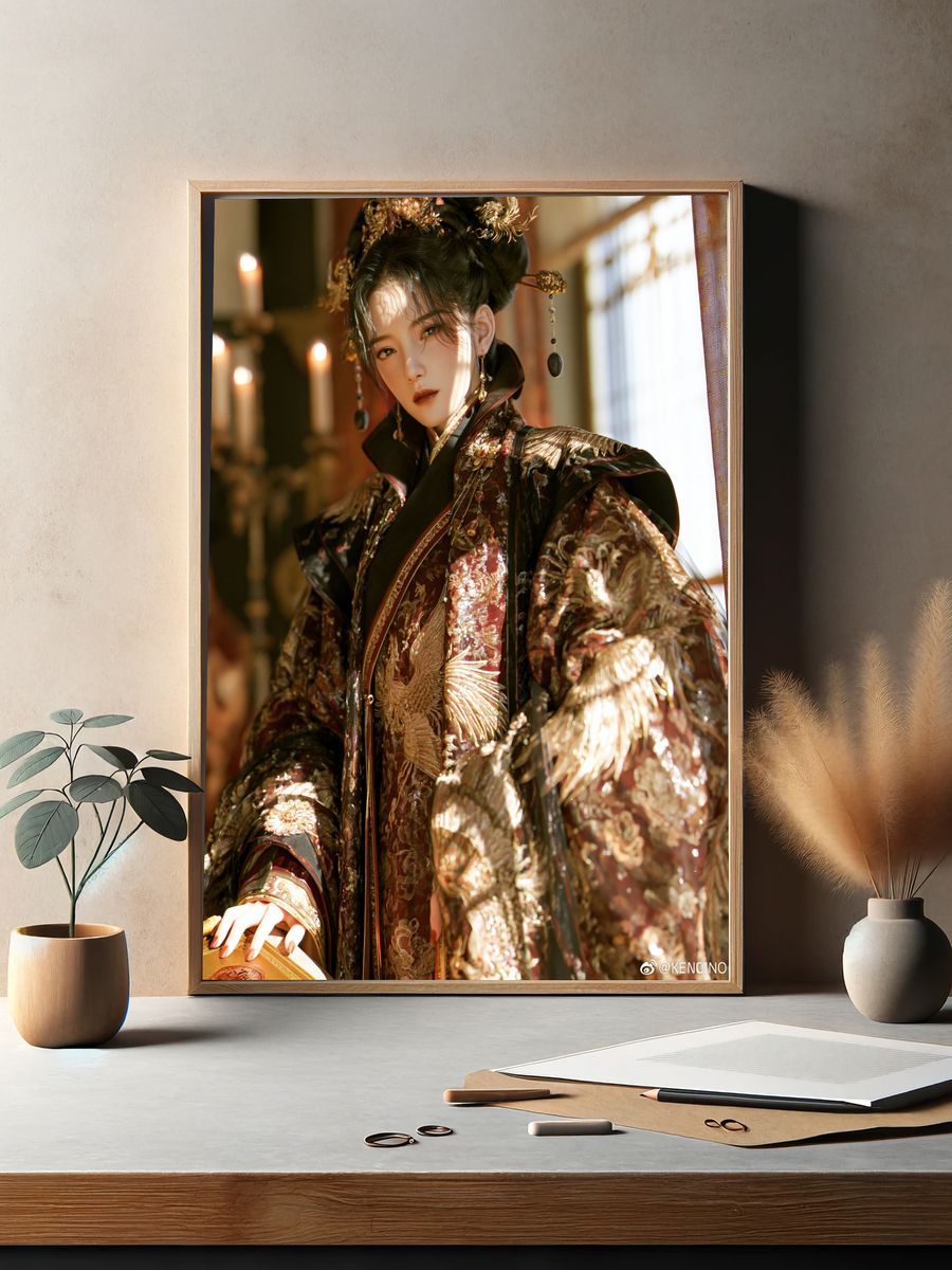 Elegant Geisha Portrait Print. — room view 2