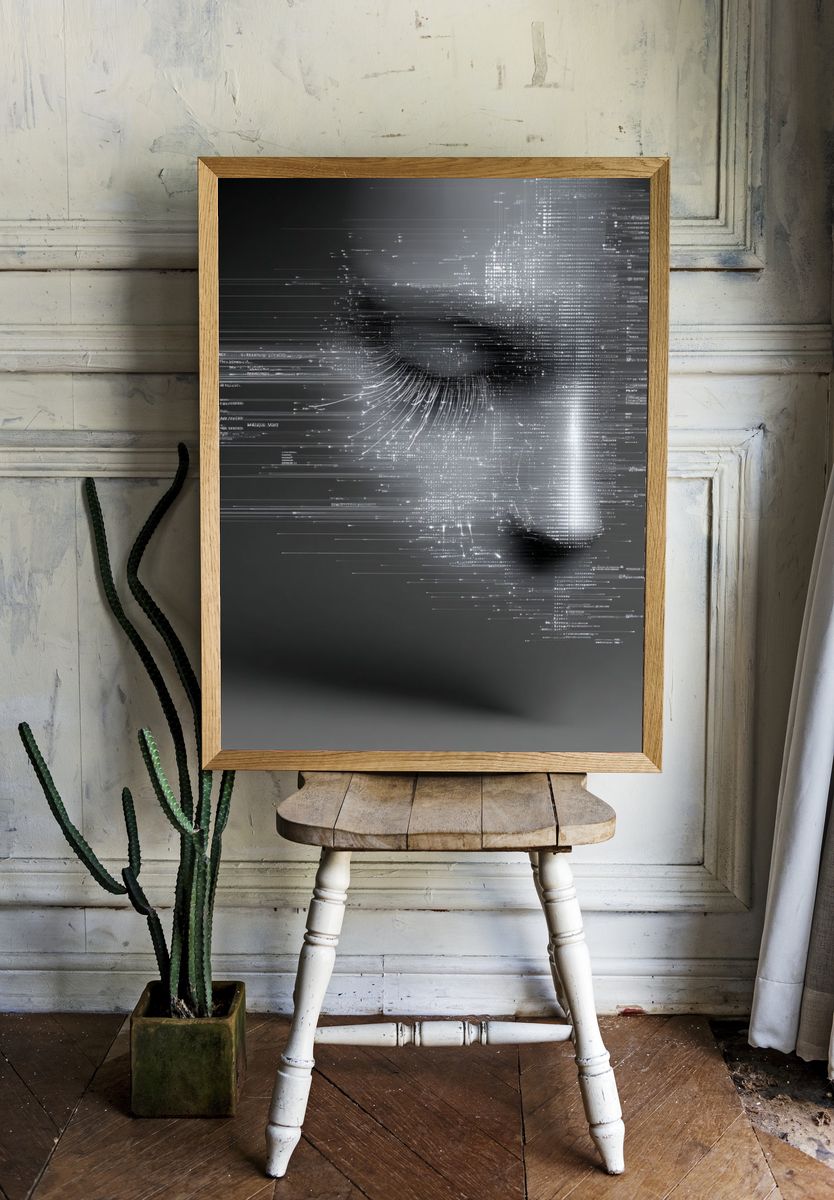 Glitch Face Abstract Poster. — room view 1