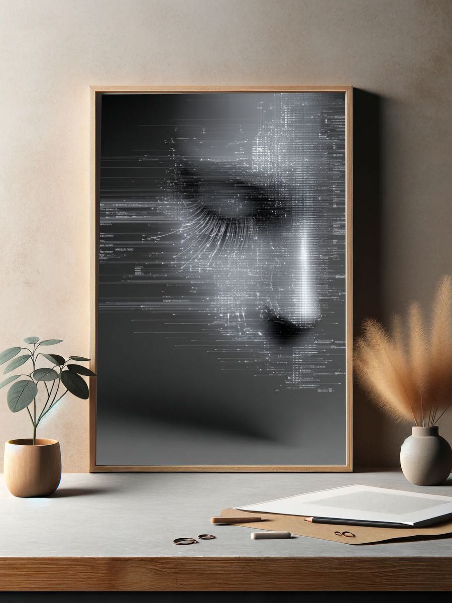 Glitch Face Abstract Poster. — room view 2