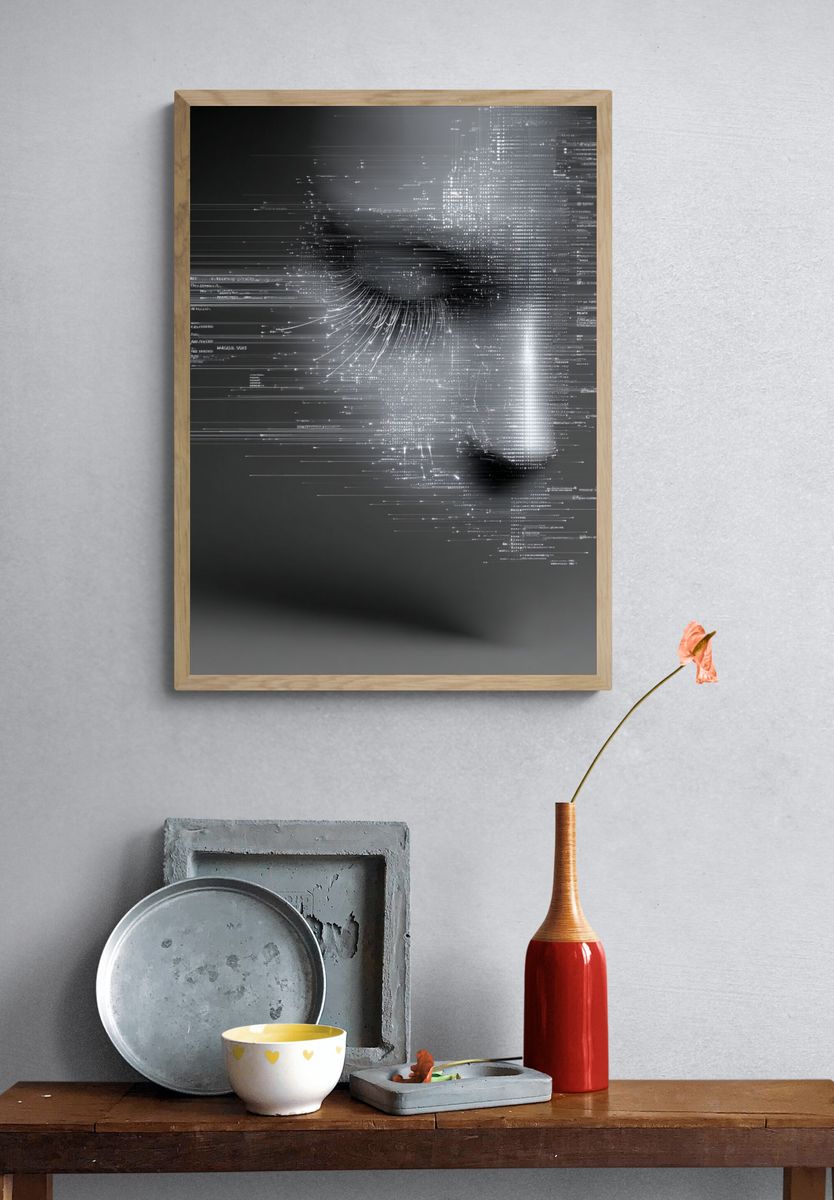 Glitch Face Abstract Poster. — room view 3
