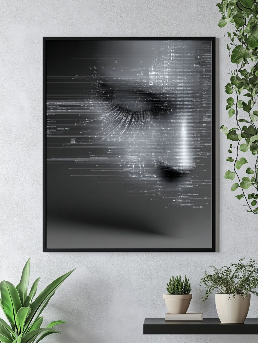 Glitch Face Abstract Poster. — room view 4