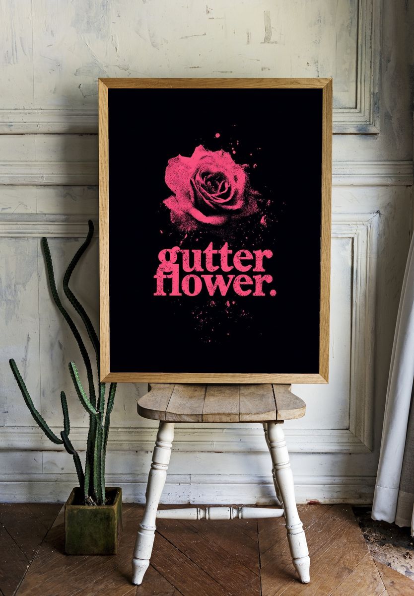 Gutter Flower — Typography Print. — room view 1