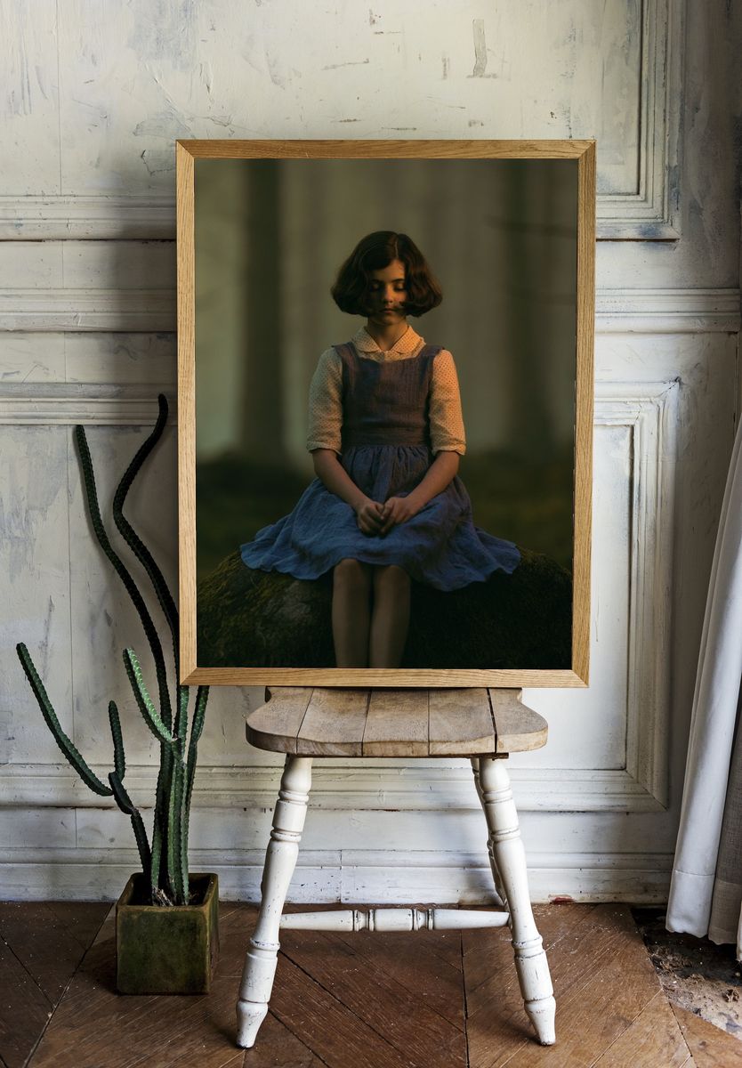 Girl in Forest Portrait Print. room preview