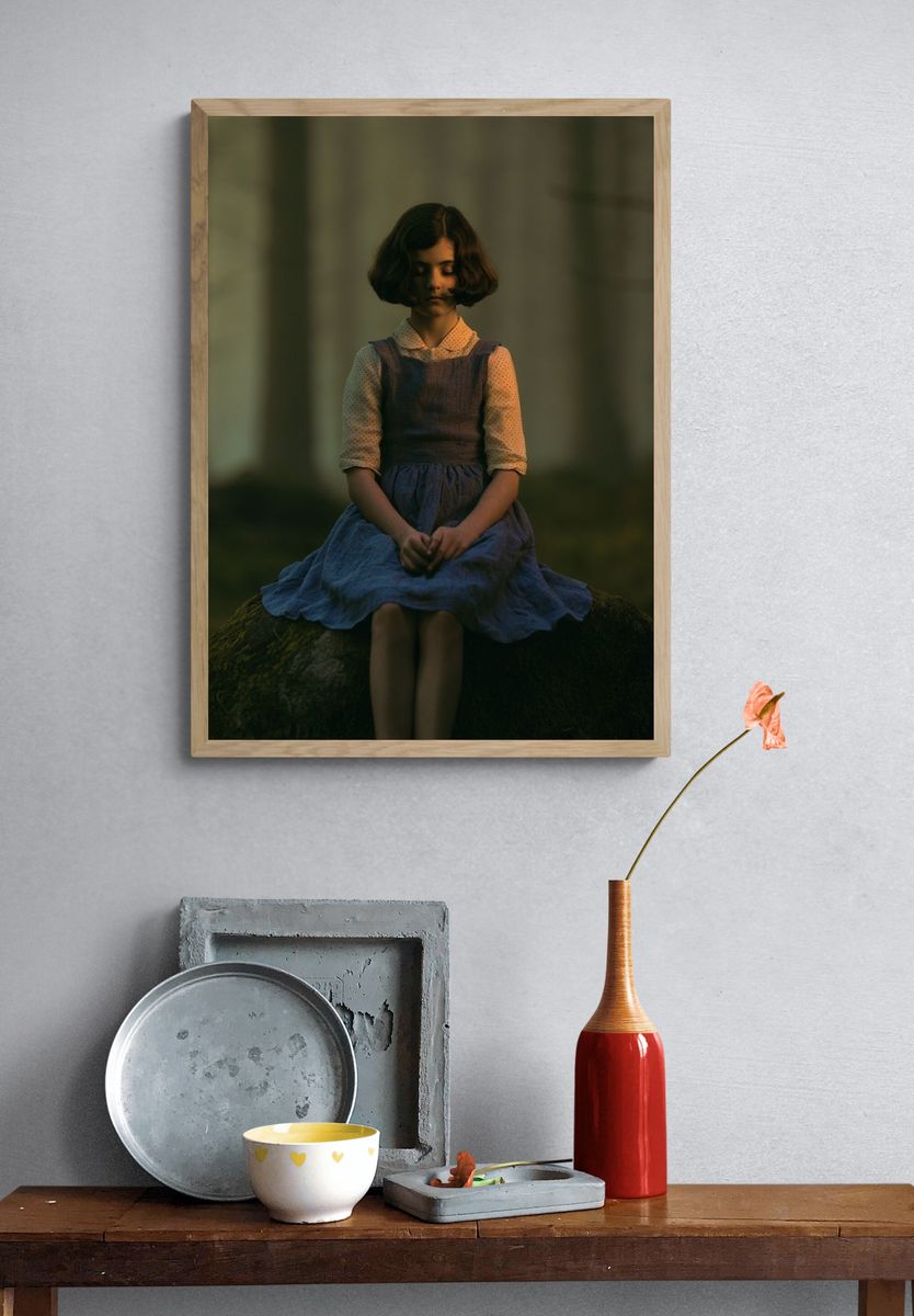 Girl in Forest Portrait Print. — room view 3