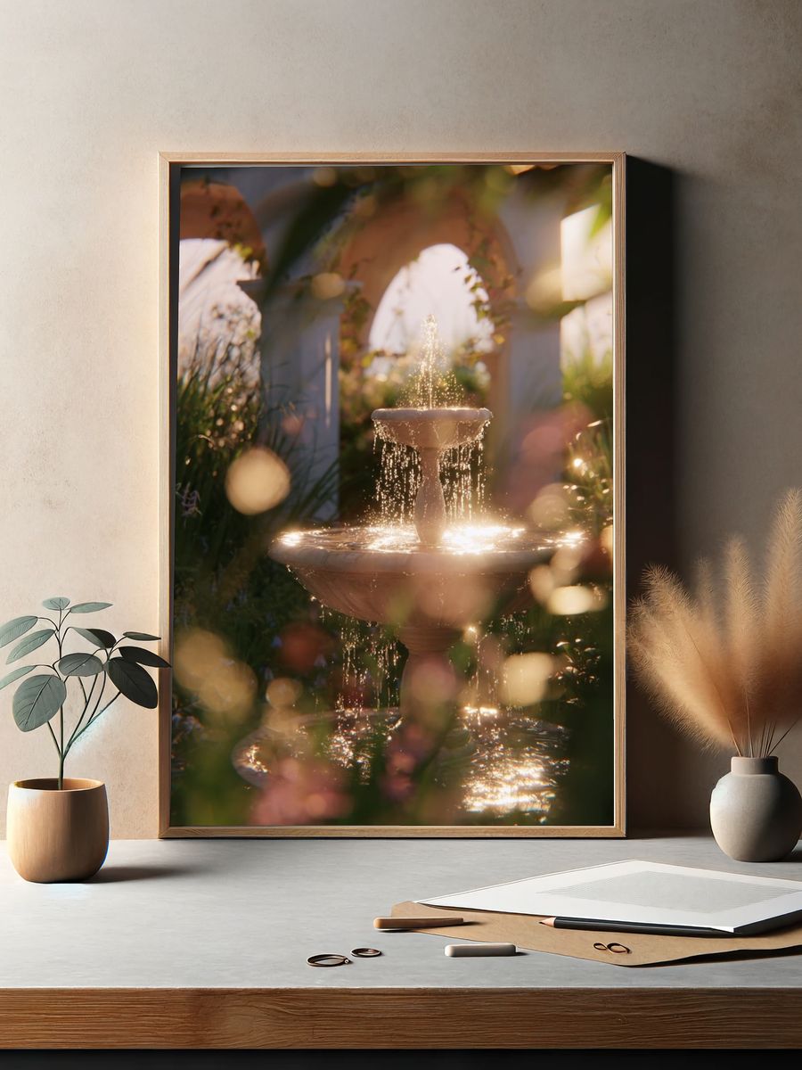 Garden Fountain — Nature Print. — room view 2