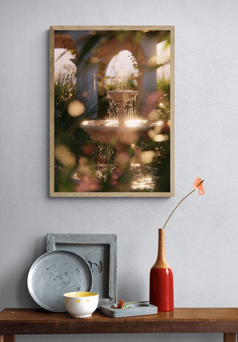Garden Fountain — Nature Print. — room view 3
