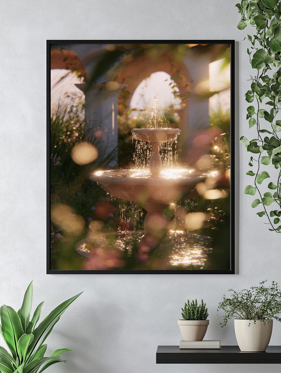 Garden Fountain — Nature Print. — room view 4